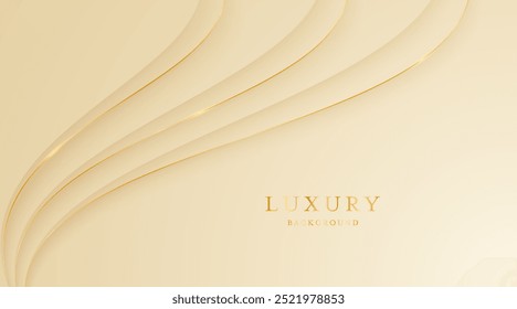 Cream background with elegant golden lines, use for template or cover. Elegant premium cream background. vector illustration	