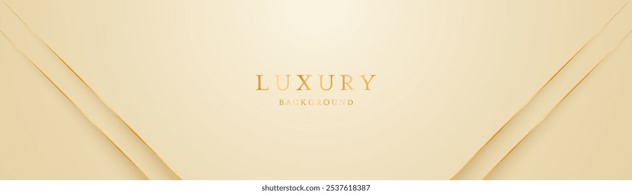 Cream background with elegant golden lines, use for template or cover. Elegant premium cream background. vector illustration	