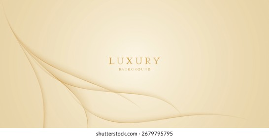 Fondo crema con líneas doradas elegantes, uso para la Plantilla o la cubierta. Elegante fondo crema premium. Ilustración vectorial	