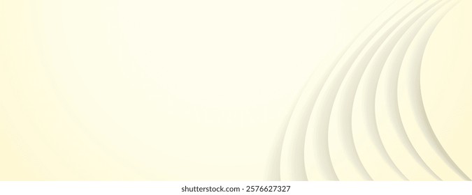 Cream background with soft, curved lines. The background is smooth and elegant. Cream color adds warmth to the background. Abstract minimal curved layered texture background vector