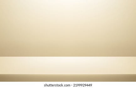Fondo crema. Espacio para mostrar productos. Mínimo estante 3d. Habitación en 3d. Ilustración vectorial.