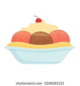 Cremebälle Symbol-Cartoon-Vektorgrafik. Verschiedenes Essen. Snack süß