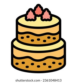 Cream big cake icon outline vector. Bakery food. Piece pastry color flat