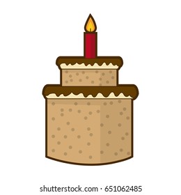 cream birthday cake with burning candles