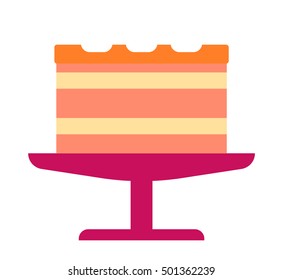 Cream birthday cake vector.