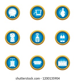 Cream blank icons set. Flat set of 9 cream blank vector icons for web isolated on white background