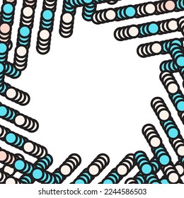 Cream and blue circle dots frame. Vector illustration.
