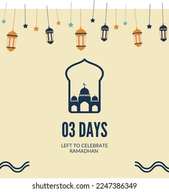 Cream Blue Illustration  Ramadan Countdown Social Media Post