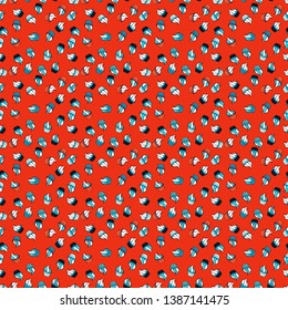 Cream. Blue, white and red color. Vector illustration. Seamless pattern with sweet desserts. Wrapping paper. Endless pattern, blue, white and red background.