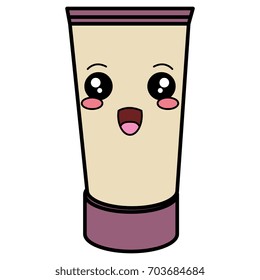 cream bottle care product kawaii character