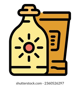 Cream bottle icon outline vector. Extreme summer. Kite board color flat