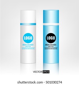 cream bottle isolated on white background. Cosmetic container for liquid, lotion, bath foam. Beauty product package, vector illustration.