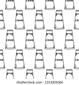 cream bottle seamless pattern isolated on white background