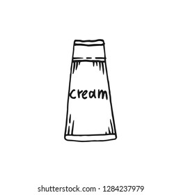 cream bottle vector doodle sketch isolated on white background