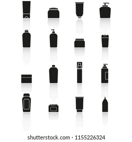 Cream bottles icons reflection