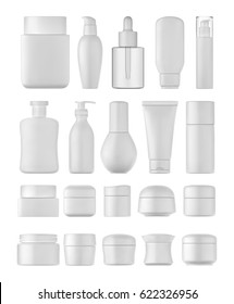 Cream bottles set on white background. 3D illustration.