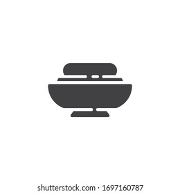Cream bowl vector icon. filled flat sign for mobile concept and web design. Condiment bowl glyph icon. Symbol, logo illustration. Vector graphics