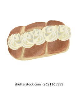 Alimentos de sobremesa de bolo de pão de creme