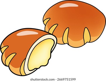 El icono de pan de crema aislado sobre fondo blanco