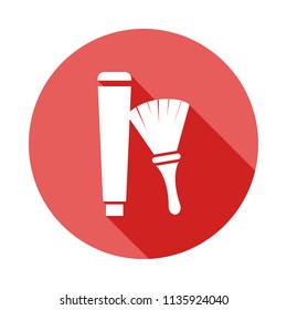 cream and brush for shaving foam long shadow flat icon. Element of barber icon for mobile concept and web apps. Long shadow cream and brush for shaving foam  icon can used for web on white background