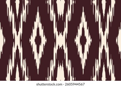 Cream burgundy ikat diamond center lines, illustration blurred ogee fashion textile ornament seamless endless colorful stripe print pattern vector drawing beautiful trendy ornamental ethnicity