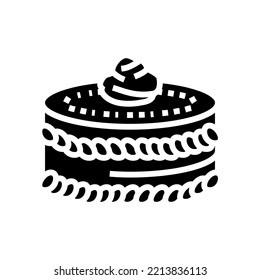 cream cake food dessert glyph icon vector. cream cake food dessert sign. isolated symbol illustration