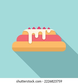 Cream cake icon flat vector. Happy birthday. Sweet food