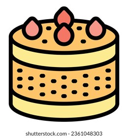 Creme-Kuchen-Symbol Umrandungsvektor. Süßer Kuchen. Pazifische Käsekuchen-Farbe flach