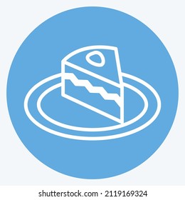 Cream Cake Icon in trendy blue eyes style isolated on soft blue background