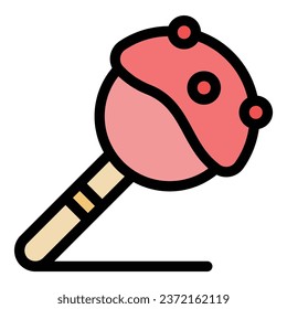 Cream cake pop icon outline vector. Candy chocolate. Sugar stick color flat