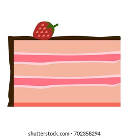 Cream cake with strawberries flat icon, vector sign, colorful pictogram isolated on white. Symbol, logo illustration. Flat style design