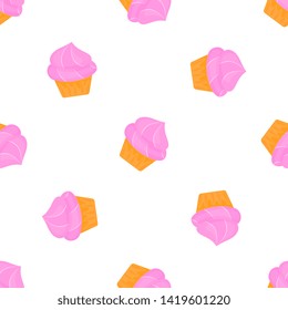Cream cake. Summer seamless pattern. Used for design surfaces, fabrics, textiles, packaging paper, wallpaper