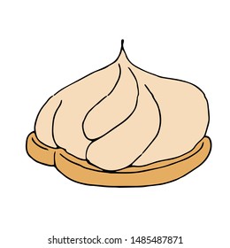 Cream cake, sweet dessert on white background. Ready illustration for greeting cards, posters, stickers, Souvenirs, notebooks, calendars and design.Hand-drawn. Cartoon style. Vector
 
