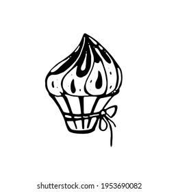 Cream cake, vector illustration. doodle style, isolated on a white background.