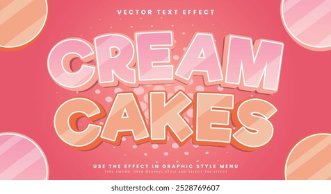 Cream Cakes 3d editable text effect Template suitable for sweet food products