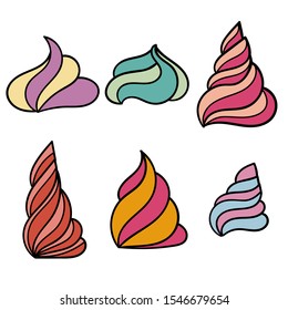 Cream for cakes. Doodle ice cream. Vector illustration.  