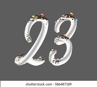 Cream candy twenty three number font. 