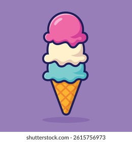 Cream Cartoon Illustration. Vector Icon Flat Cartoon Style. Cheerful Colors. Bold Outline.