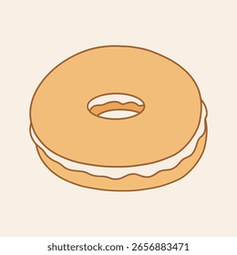 Cream Cheese Bagel Vector Illustration for Bakery