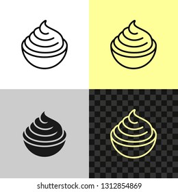 Cream cheese line icon. Soft cream in a small bowl symbol. Editable outline width.