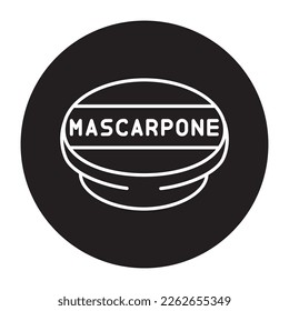 Cream cheese Mascarpone black line icon. Dairy product. Pictogram for web page, mobile app, promo.