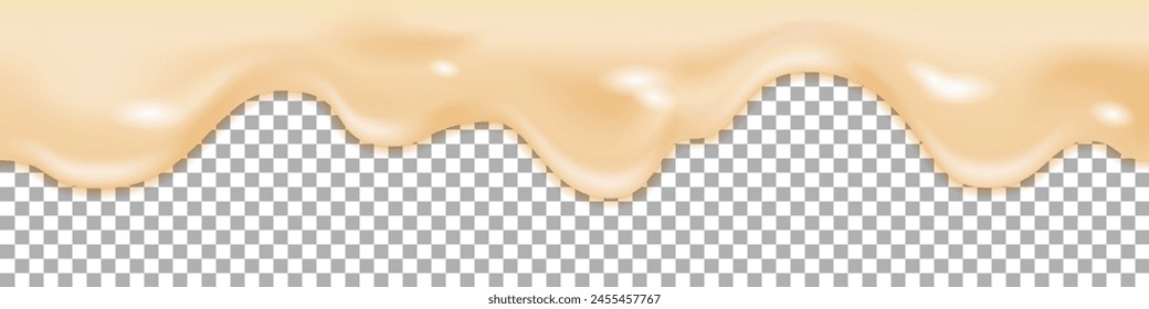 Cream cheese or mayonnaise splash, melt liquid texture, smooth melted flowing drip spill. Abstract wavy border, isolated vector illustration