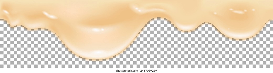 Cream cheese or mayonnaise splash, melt liquid texture, smooth melted flowing drip spill. Abstract wavy border, isolated vector illustration