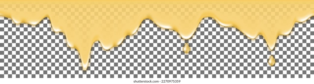 Cream cheese splash wave, liquid flowing drip spill, melted cheese smooth sauce texture, fruit yougurt, butter, mayonnaise. Isolated wave swirl on transparent background. Vector illustration