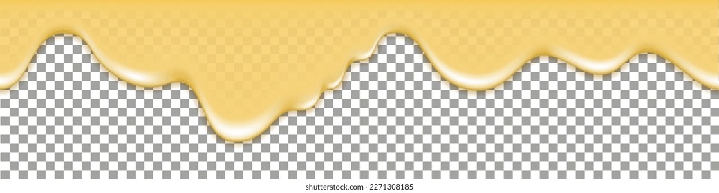 Cream cheese splash wave, liquid flowing drip spill, melted cheese smooth sauce texture, fruit yougurt, butter, mayonnaise. Isolated wave swirl on transparent background. Vector illustration