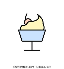 Cream, cherry icon. Simple color with outline vector elements of public catering icons for ui and ux, website or mobile application