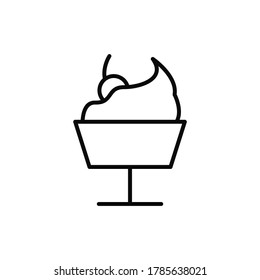 Crema, icono de cereza. Línea simple, contorno vectorial elementos de los iconos públicos de restauración para ui y ux, sitio web o aplicación móvil