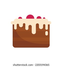 Icono de pastel de chocolate crema. Ilustración plana del icono vectorial de la tarta de chocolate color crema aislado en fondo blanco