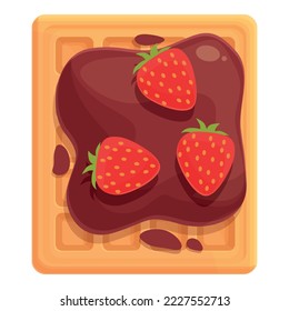 Cream chocolate waffle icon cartoon vector. Belgian food. Snack honey