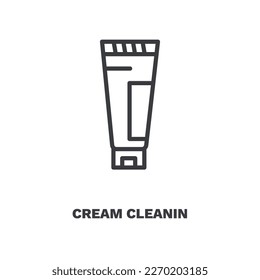 cream cleanin icon. Thin line cream cleanin, cleanly icon from cleaning collection. Outline vector isolated on white background. Editable cream cleanin symbol can be used web and mobile